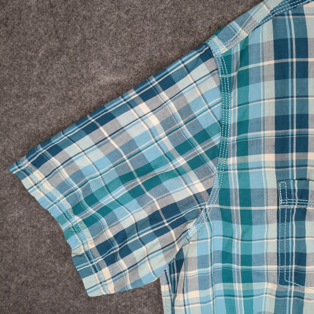 LL Bean Traditional Fit Short Sleeve Plaid Shirt Men‎ L-Reg Cotton Linen Tencel - Picture 3 of 12